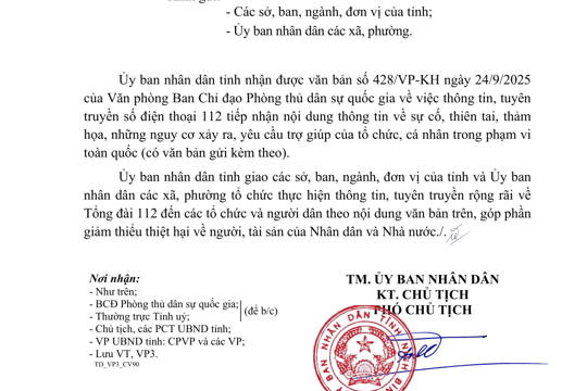 thông tin, tuyên truyền số điện thoại 112 tiếp nhận nội dung thông tin về sự cố, thiên tai, thảm họa, những nguy cơ xảy ra, yêu cầu trợ giúp của tổ chức, cá nhân 