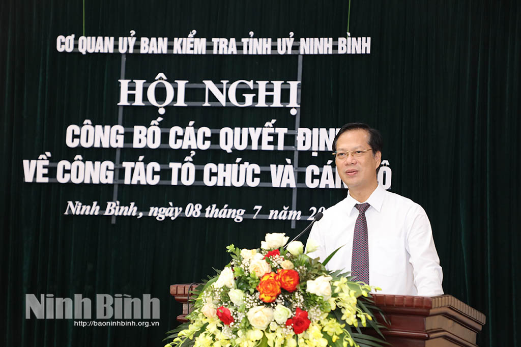 UBKT Tỉnh ủy Ninh Bình công bố Quyết định về tổ chức bộ máy và cán bộ