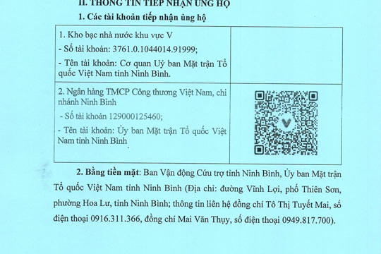 Thư kêu gọi ủng hộ nhân dân khắc phục thiệt hại do cơn bão số 10 gây ra 
